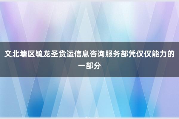 文北塘区毓龙圣货运信息咨询服务部凭仅仅能力的一部分